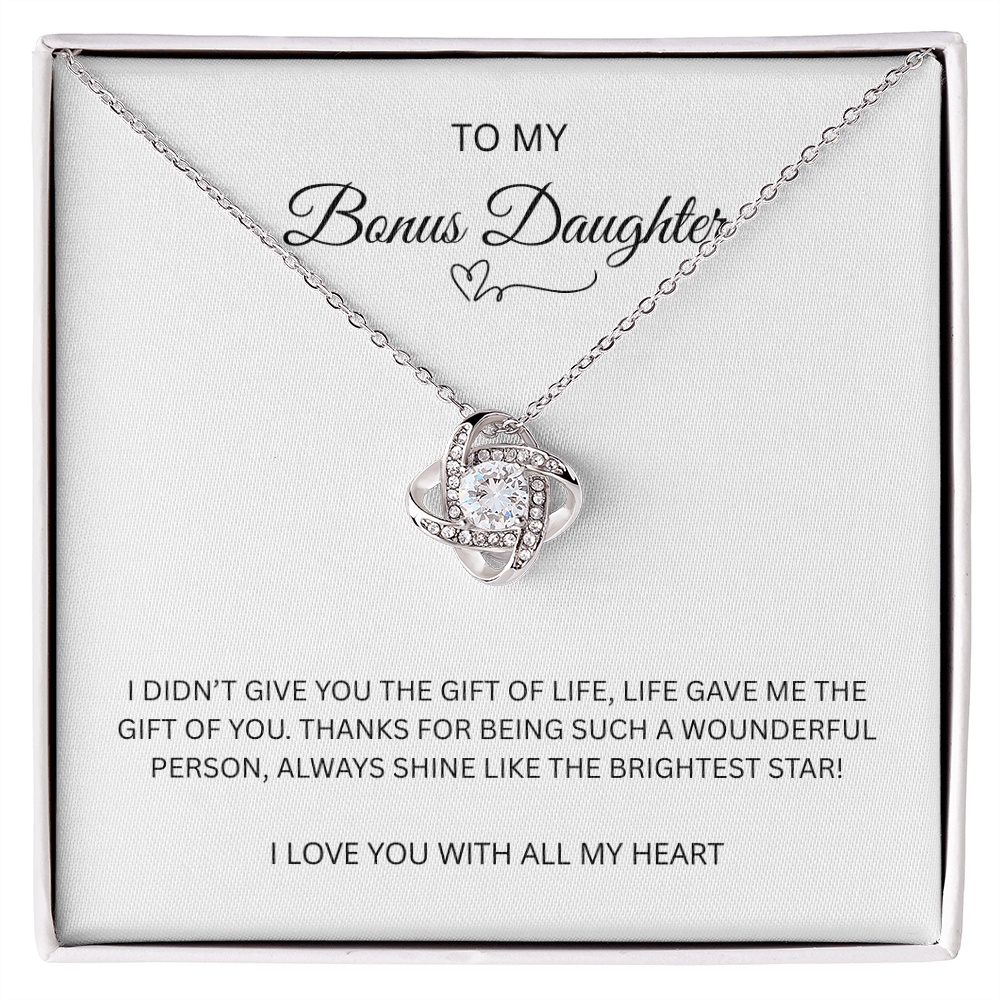 To My Bonus Daughter "The Gift Of You" Love Knot Necklace