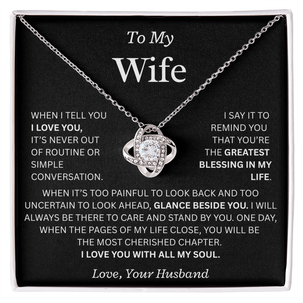 To My Wife "I Love You With All My Soul" Love Knot Necklace