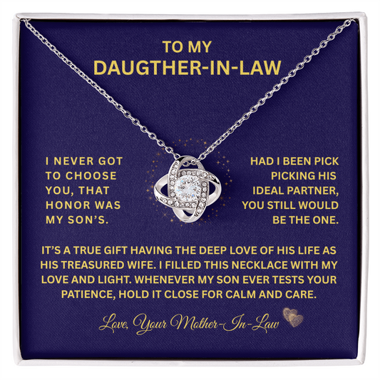To My Daugther-In-Law "I Fill This Necklace With Love" Love Knot Necklace
