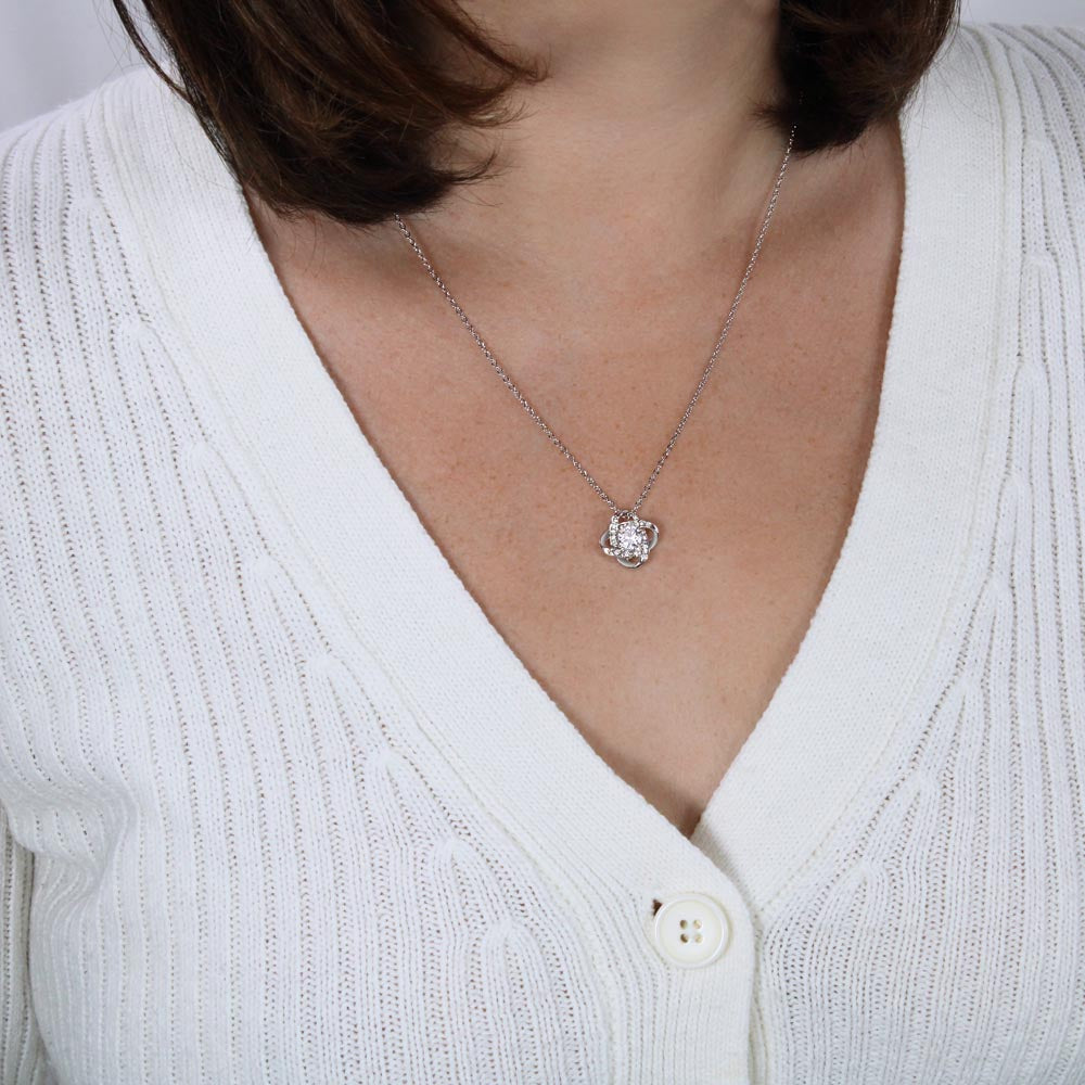 To My Mom "I Love You, Your Son" Love Knot Necklace.