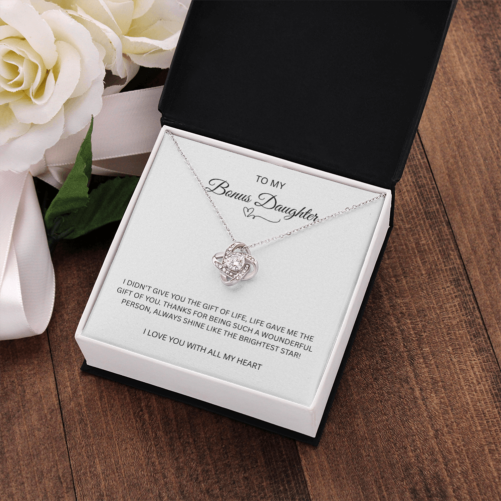To My Bonus Daughter "The Gift Of You" Love Knot Necklace
