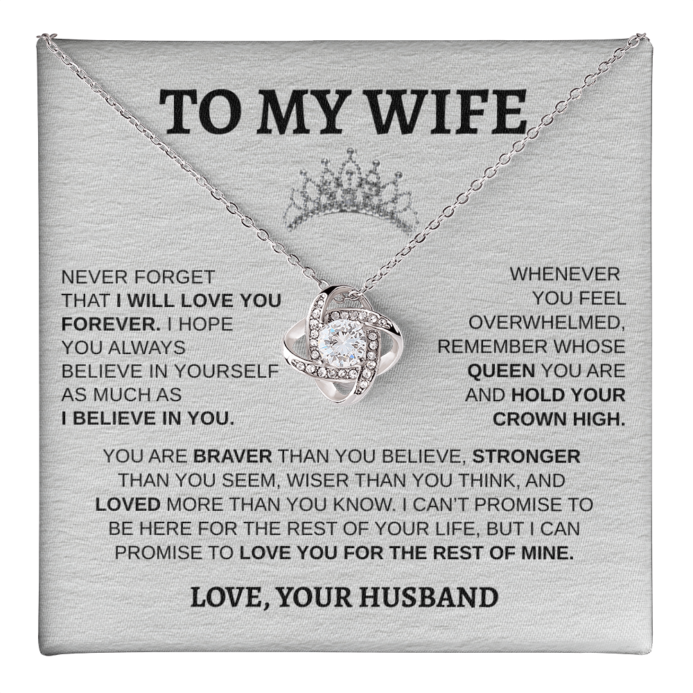 To My Wife "Hold Your Crown High" Love Knot Necklace