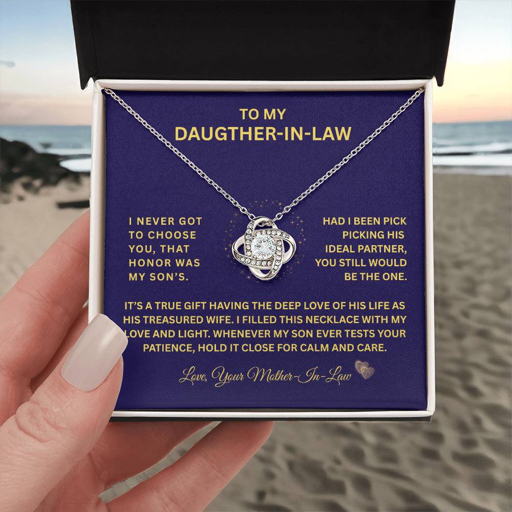 To My Daugther-In-Law "I Fill This Necklace With Love" Love Knot Necklace