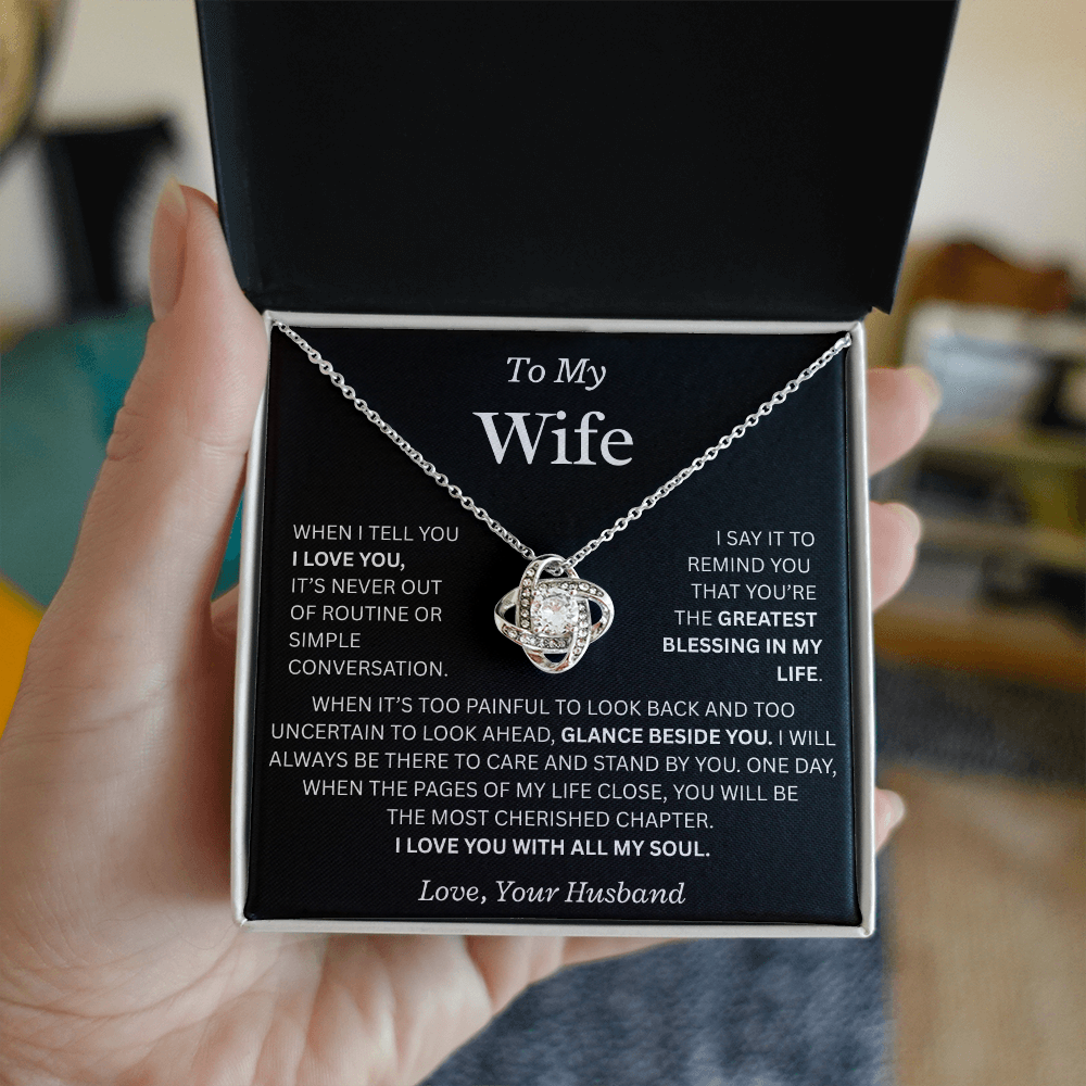 To My Wife "I Love You With All My Soul" Love Knot Necklace