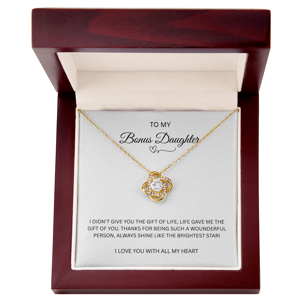 To My Bonus Daughter "The Gift Of You" Love Knot Necklace
