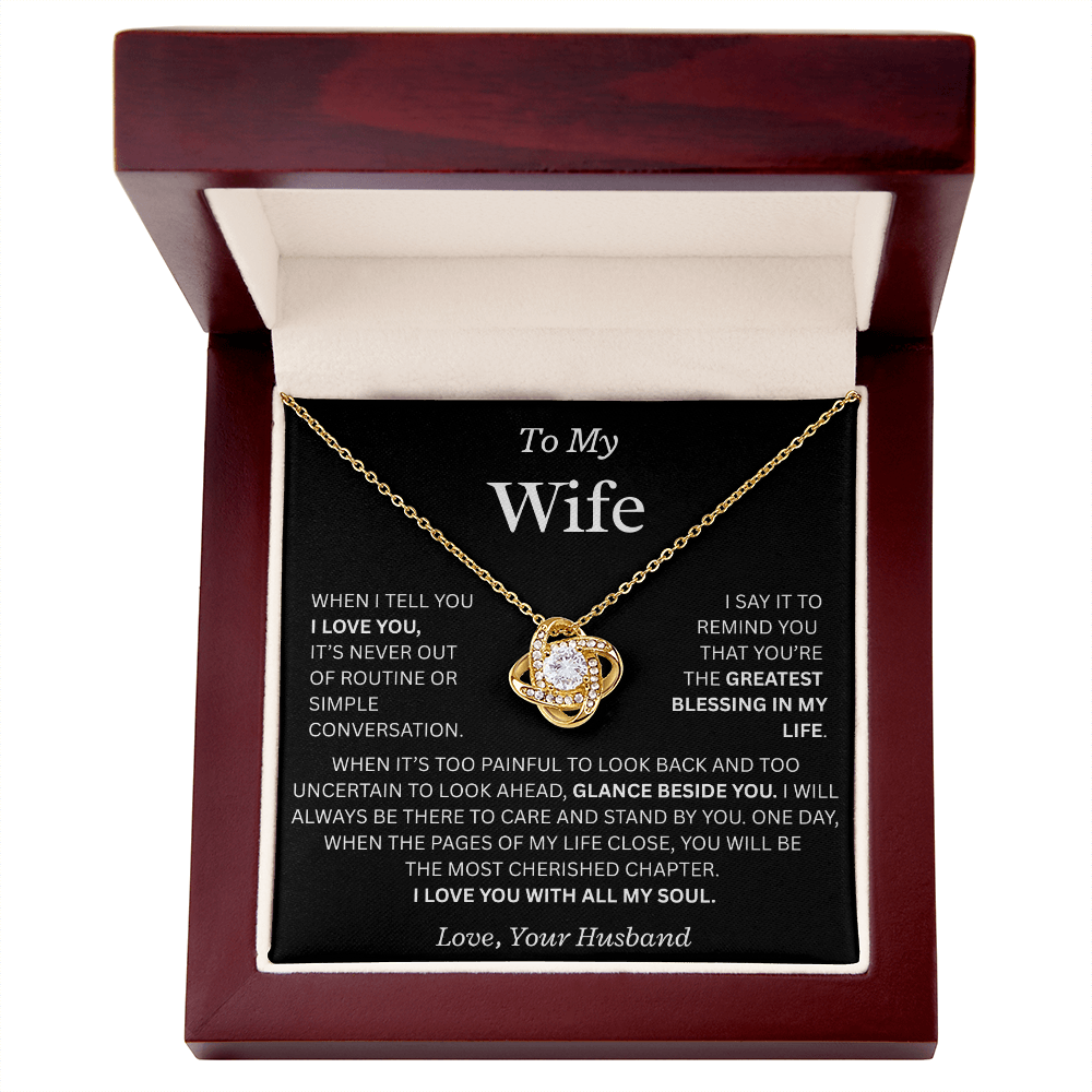 To My Wife "I Love You With All My Soul" Love Knot Necklace