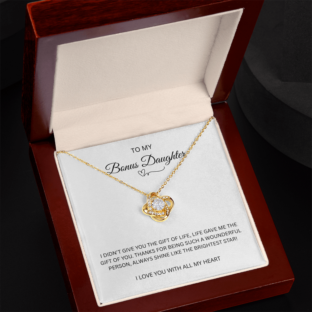 To My Bonus Daughter "The Gift Of You" Love Knot Necklace