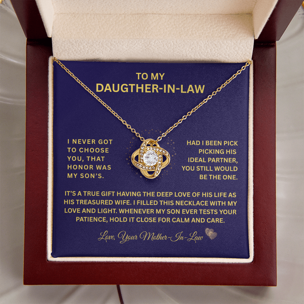 To My Daugther-In-Law "I Fill This Necklace With Love" Love Knot Necklace