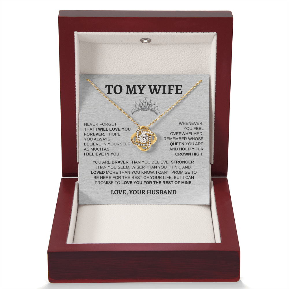 To My Wife "Hold Your Crown High" Love Knot Necklace