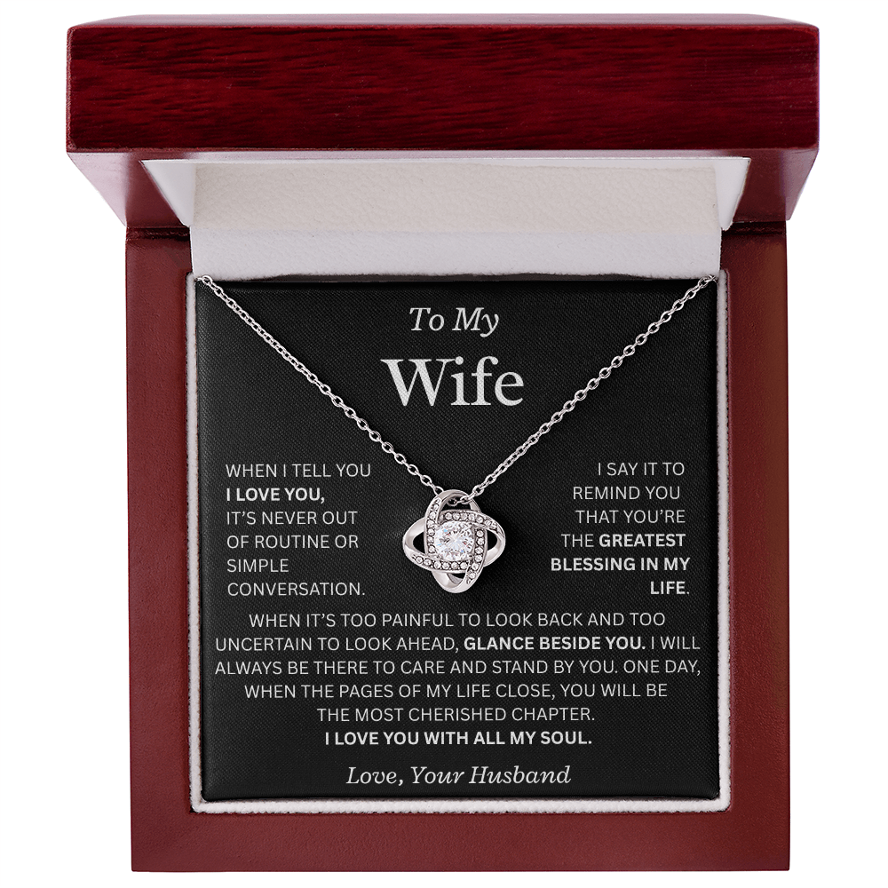 To My Wife "I Love You With All My Soul" Love Knot Necklace