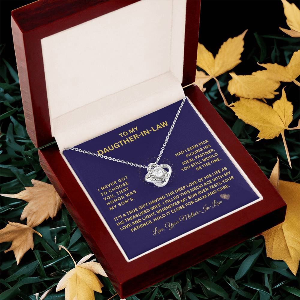 To My Daugther-In-Law "I Fill This Necklace With Love" Love Knot Necklace