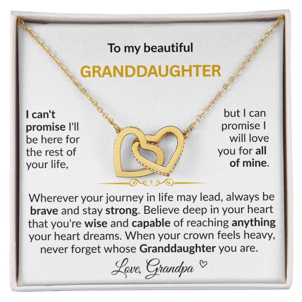 To My Beautiful Granddaughter "Never Forget Grandpa Loves You" Interlocking Hearts Necklace