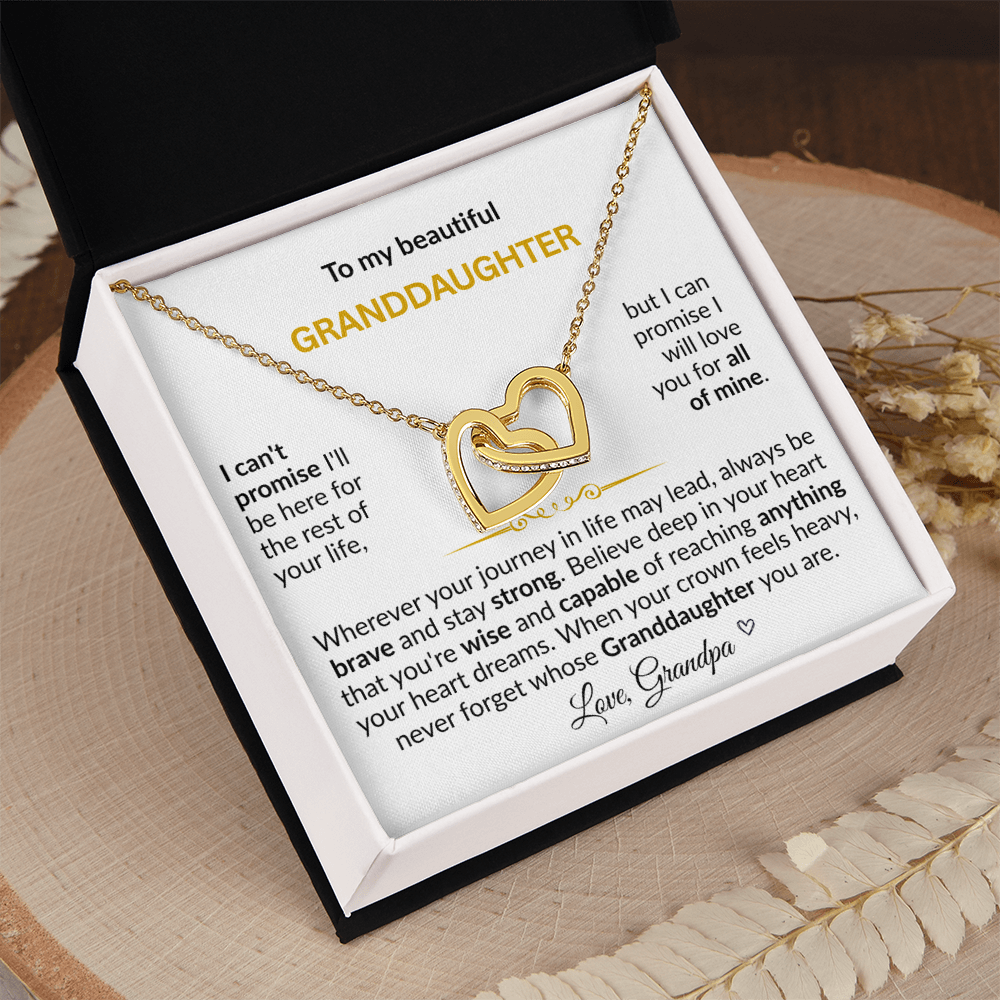 To My Beautiful Granddaughter "Never Forget Grandpa Loves You" Interlocking Hearts Necklace