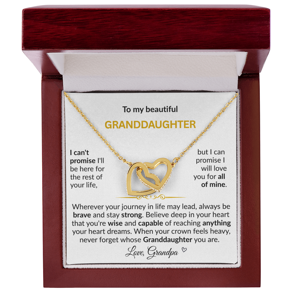 To My Beautiful Granddaughter "Never Forget Grandpa Loves You" Interlocking Hearts Necklace
