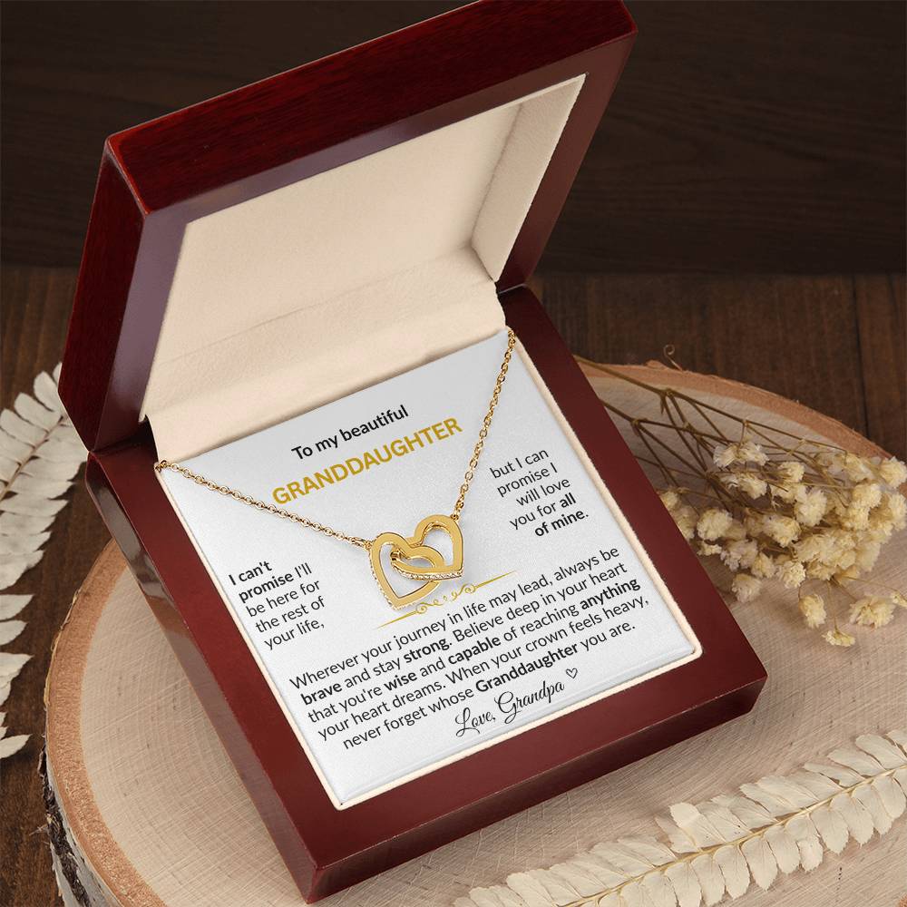 To My Beautiful Granddaughter "Never Forget Grandpa Loves You" Interlocking Hearts Necklace