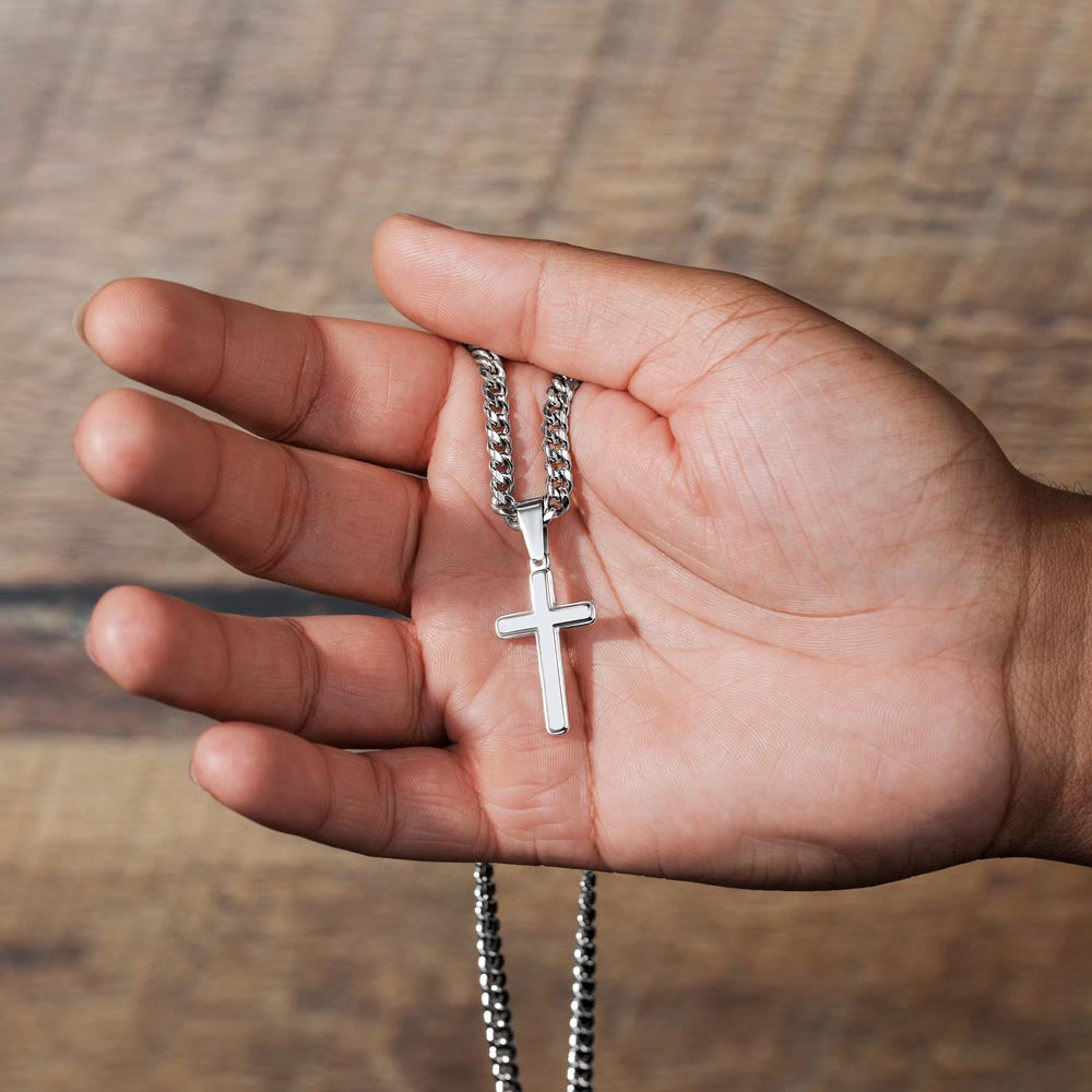 To My Man " Never Forget How Much I Love You" Cuban Necklace Cross