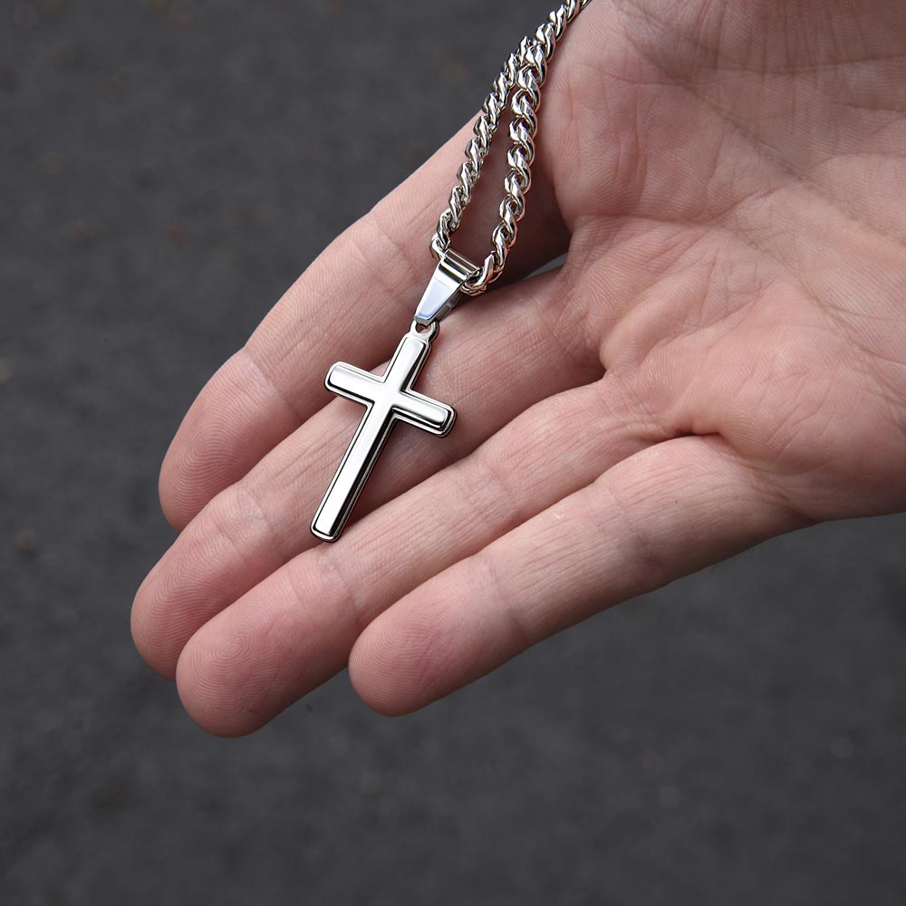 To My Man " Never Forget How Much I Love You" Cuban Necklace Cross