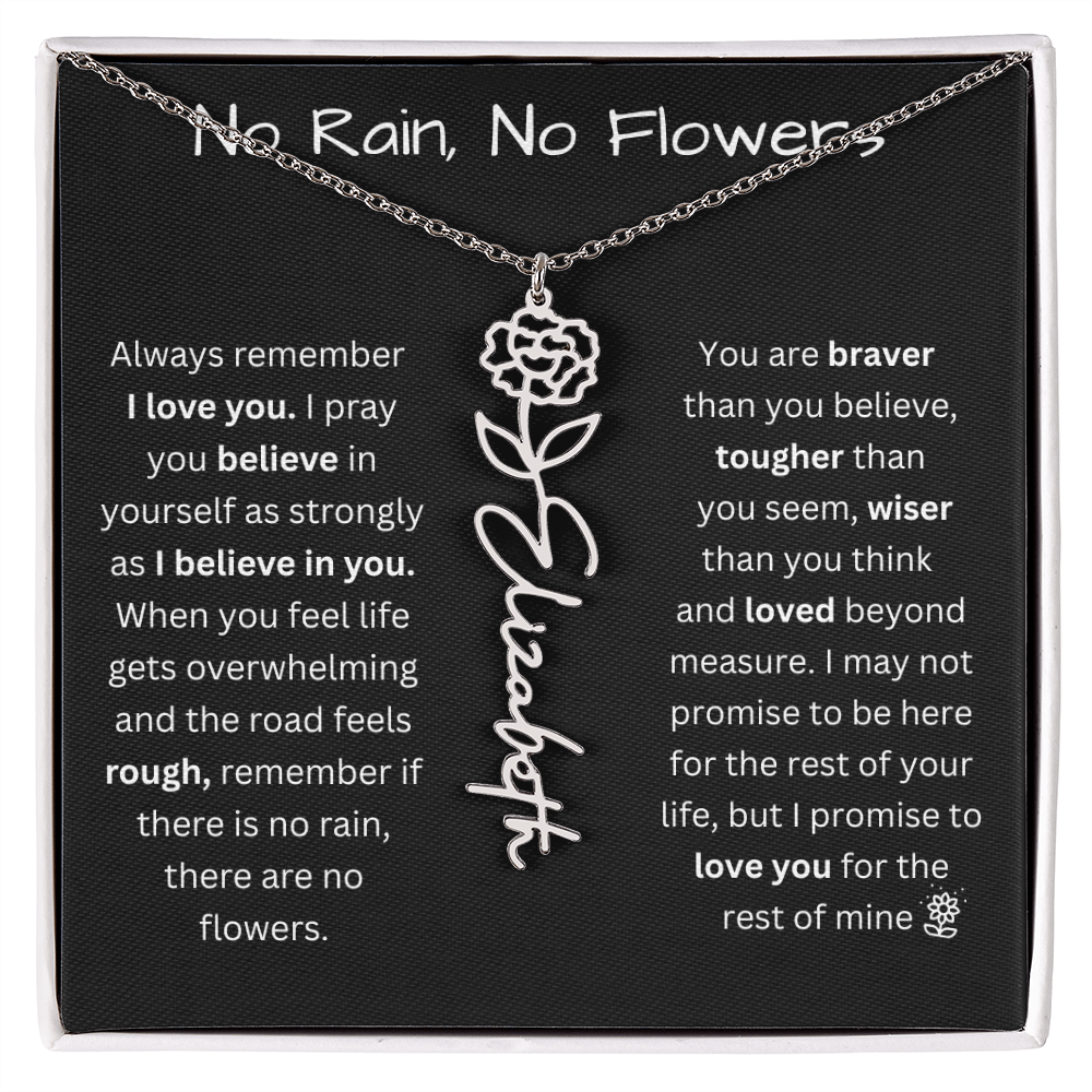 No Rain, No Flowers "Believe In Yourself" Flower Name Necklace
