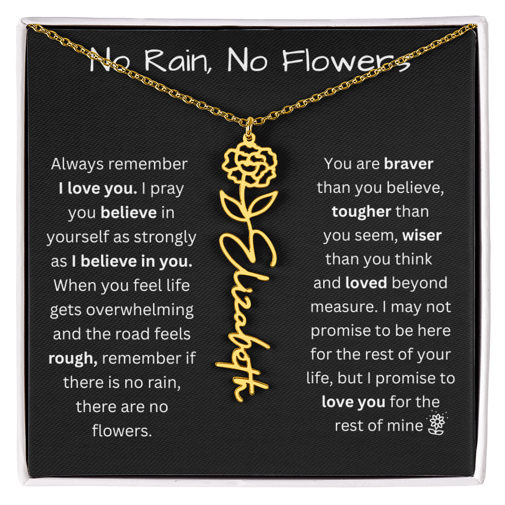 No Rain, No Flowers "Believe In Yourself" Flower Name Necklace