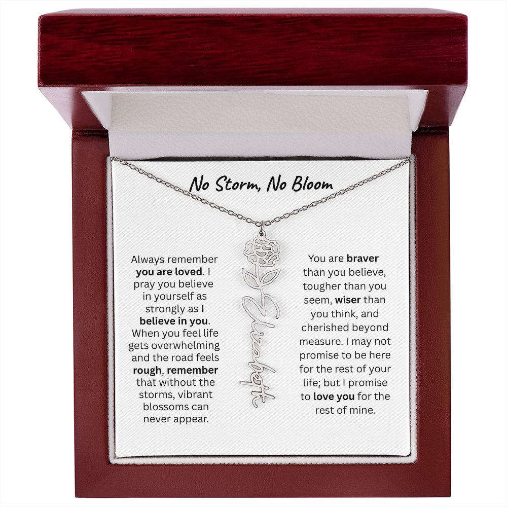 No Storm, No Boom "Believe in Yourself" Flower Name Necklace.