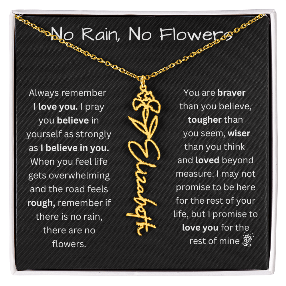 No Rain, No Flowers "Believe In Yourself" Flower Name Necklace