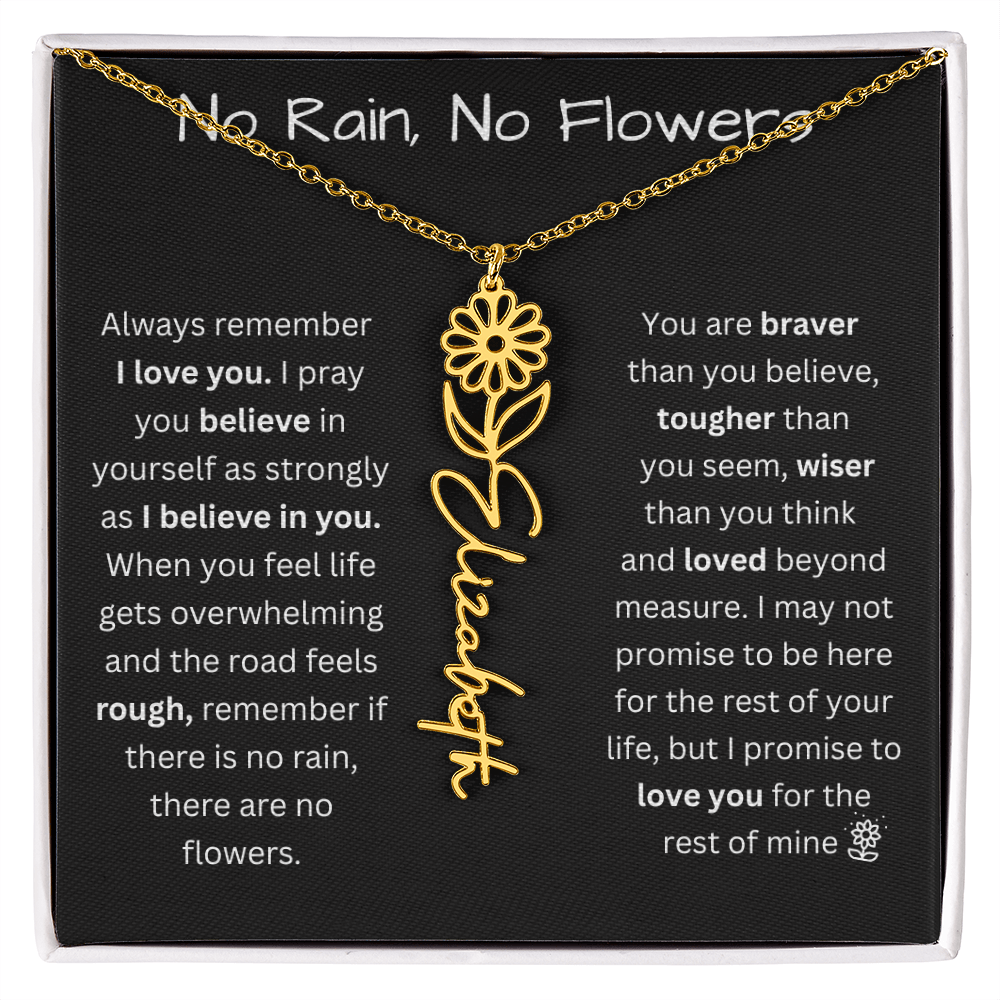 No Rain, No Flowers "Believe In Yourself" Flower Name Necklace