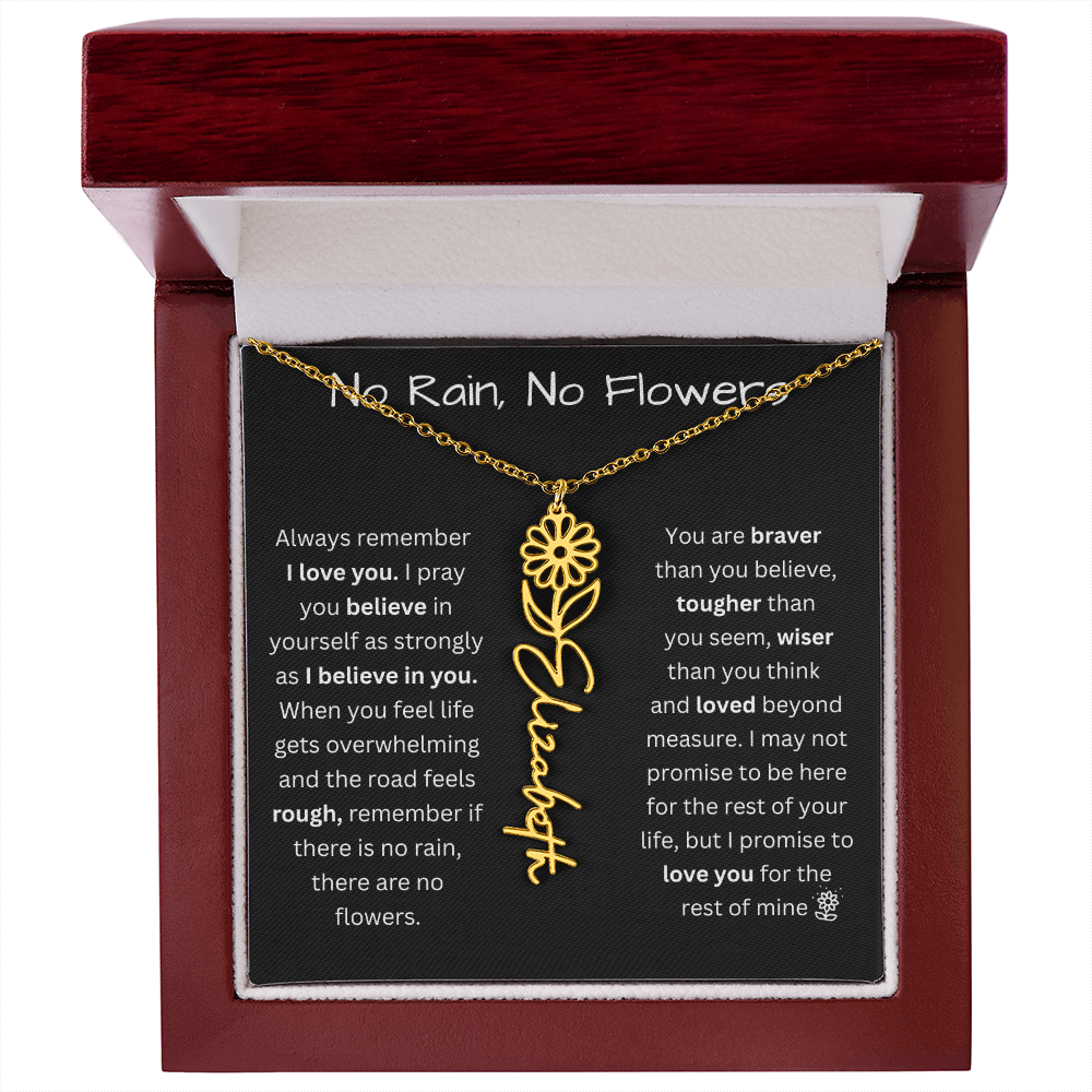 No Rain, No Flowers "Believe In Yourself" Flower Name Necklace