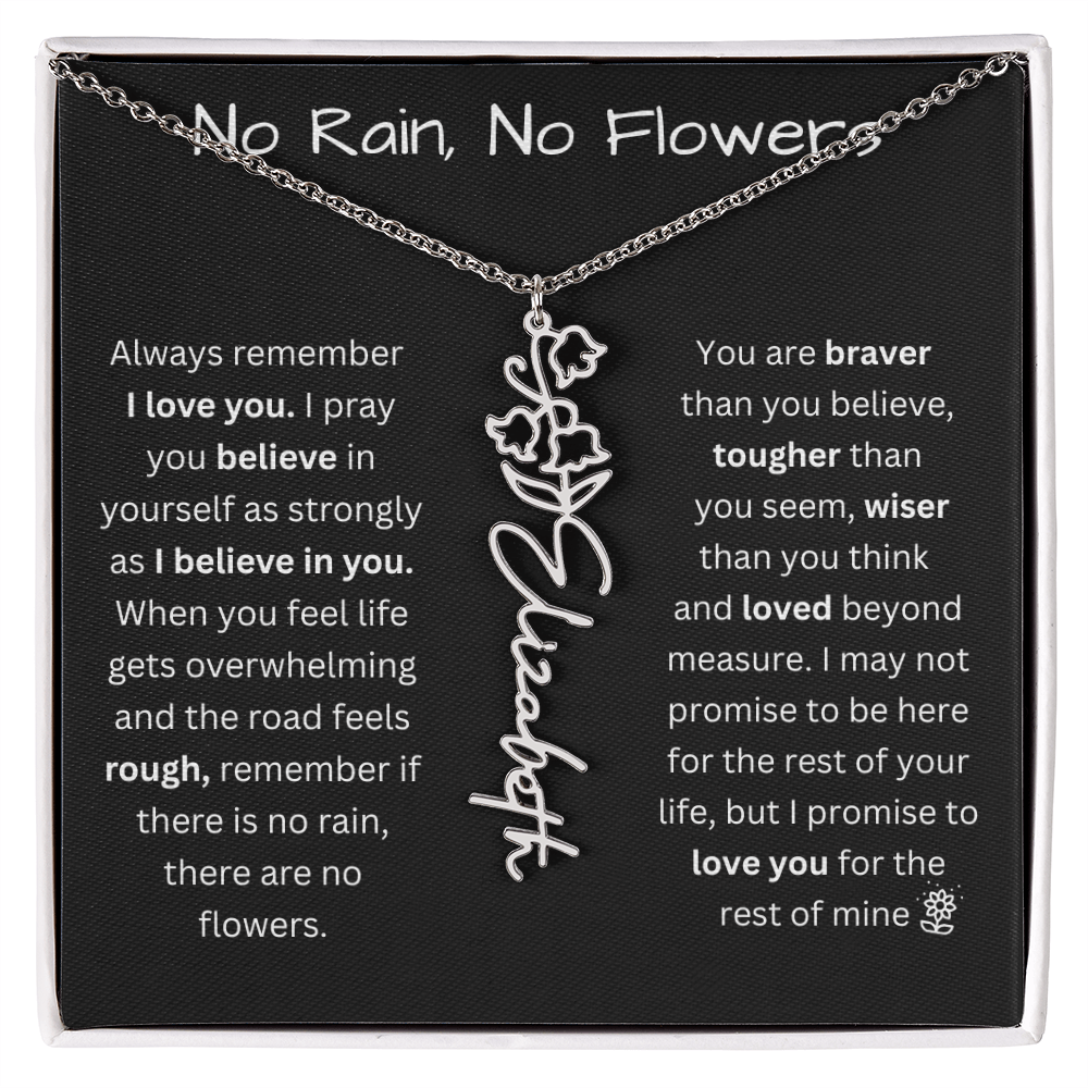 No Rain, No Flowers "Believe In Yourself" Flower Name Necklace