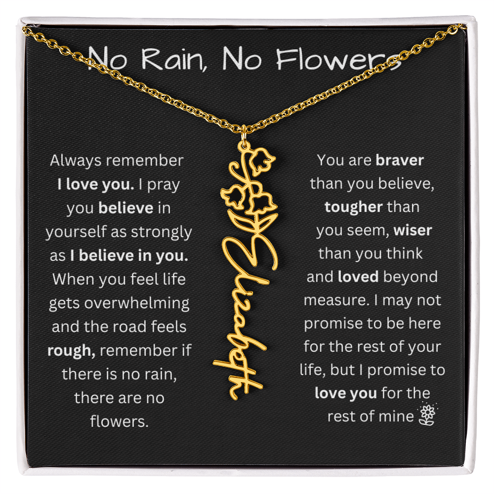 No Rain, No Flowers "Believe In Yourself" Flower Name Necklace