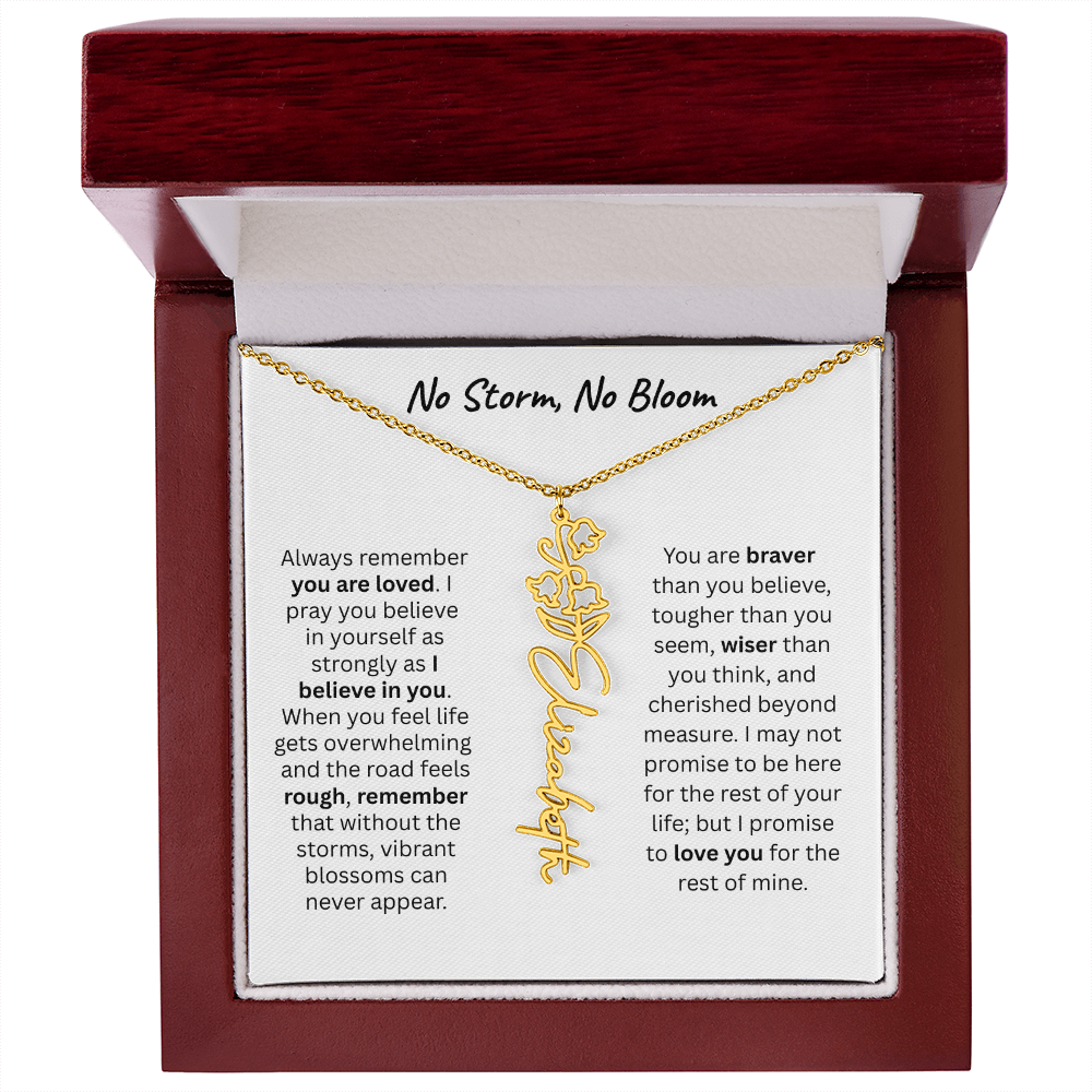 No Storm, No Boom "Believe in Yourself" Flower Name Necklace.