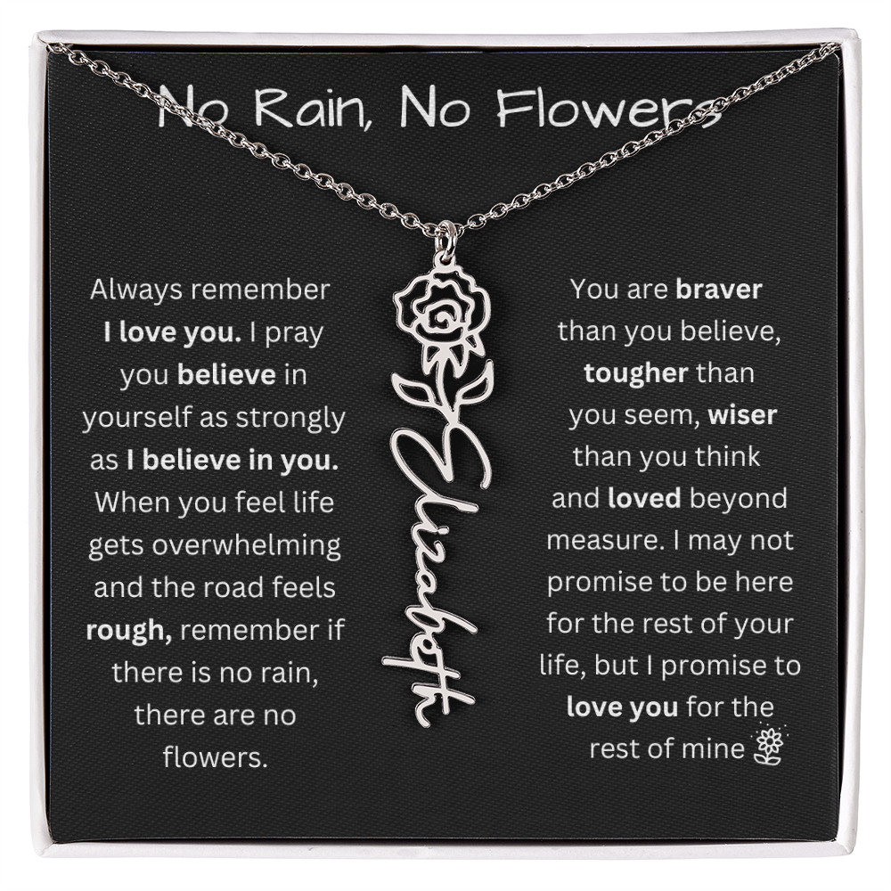 No Rain, No Flowers "Believe In Yourself" Flower Name Necklace