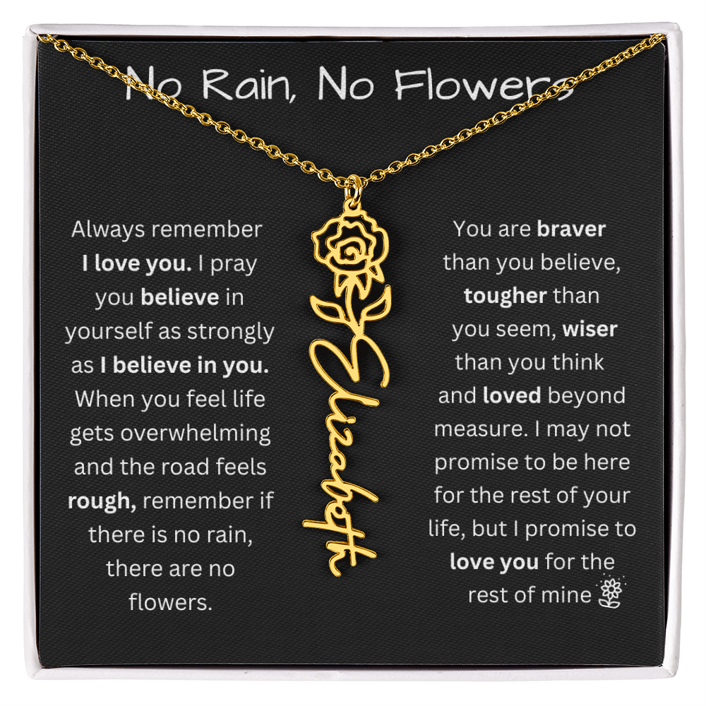 No Rain, No Flowers "Believe In Yourself" Flower Name Necklace