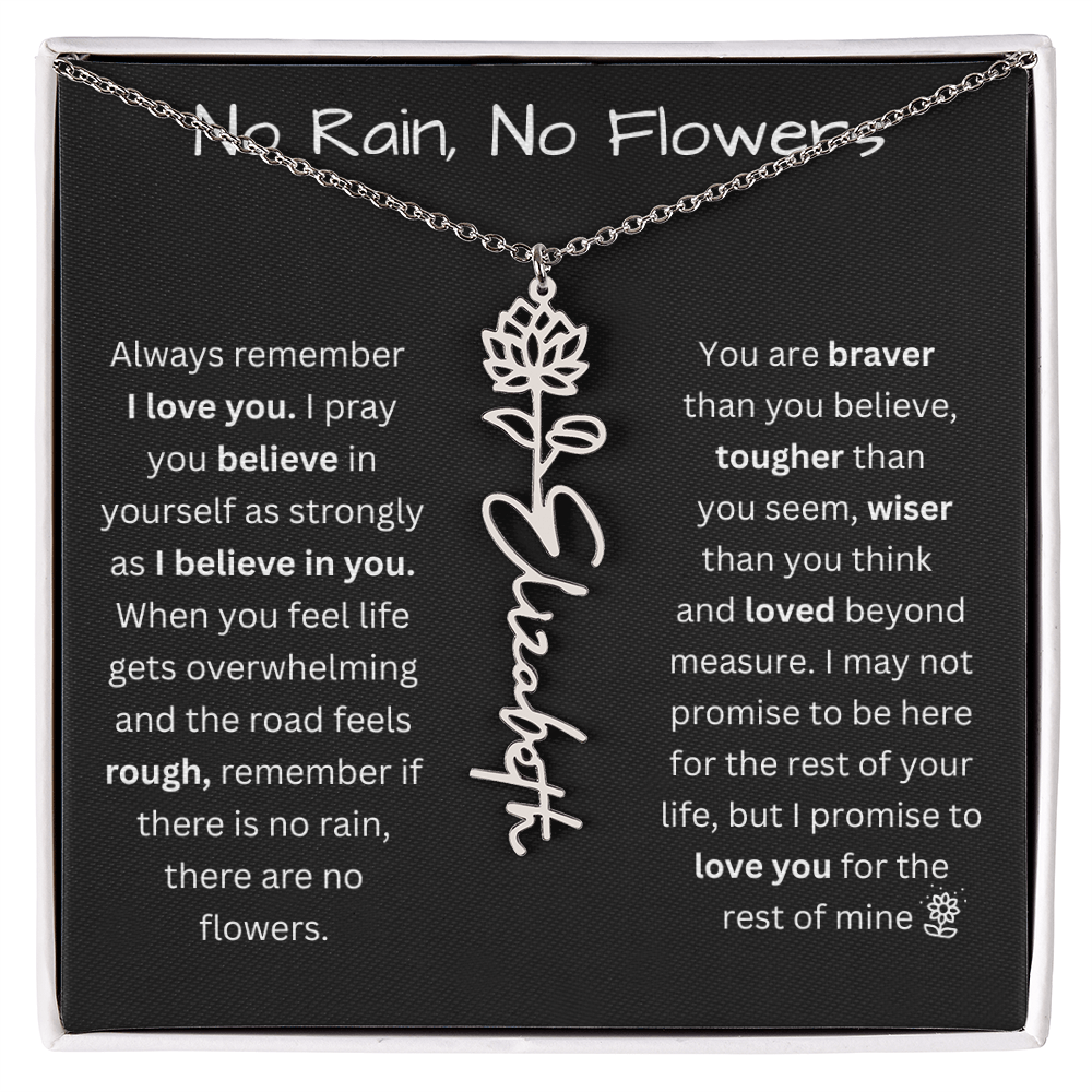 No Rain, No Flowers "Believe In Yourself" Flower Name Necklace