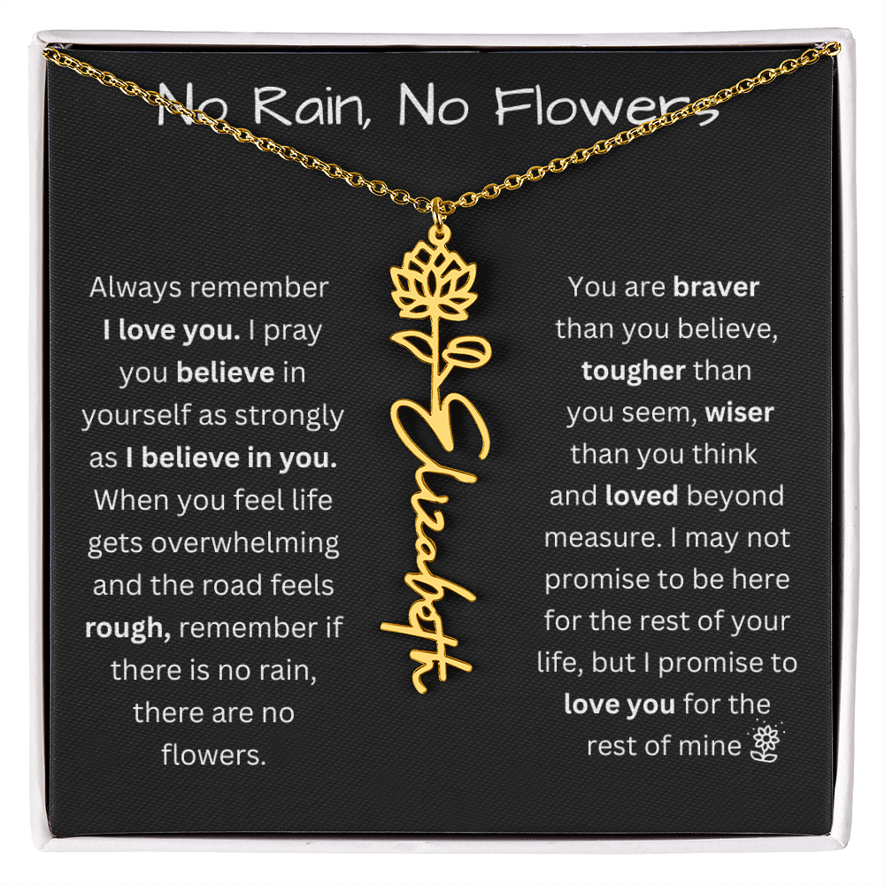 No Rain, No Flowers "Believe In Yourself" Flower Name Necklace