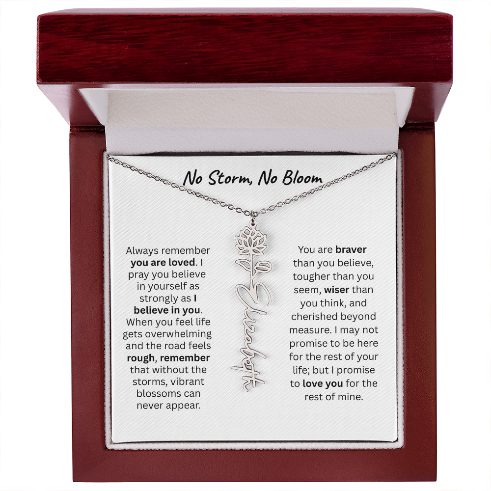 No Storm, No Boom "Believe in Yourself" Flower Name Necklace.