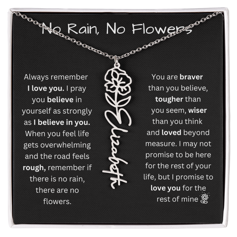 No Rain, No Flowers "Believe In Yourself" Flower Name Necklace