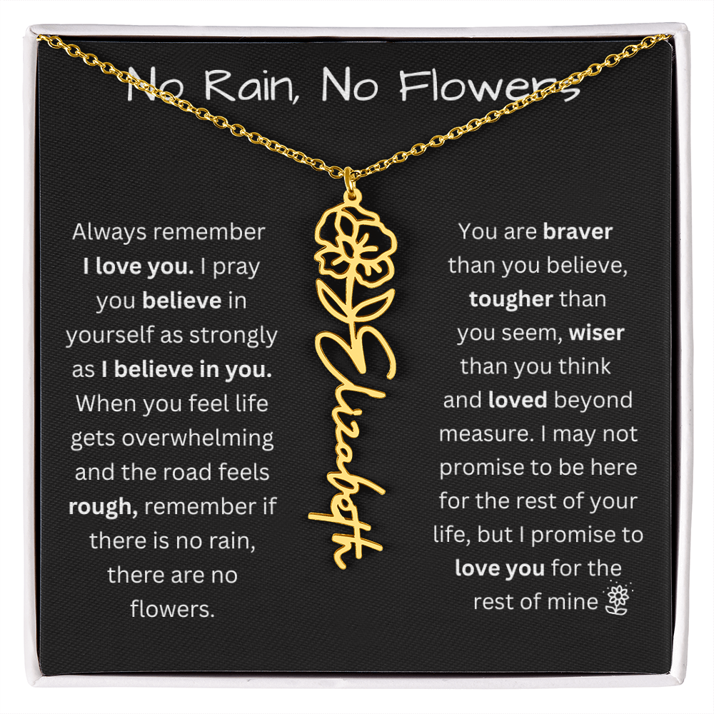 No Rain, No Flowers "Believe In Yourself" Flower Name Necklace