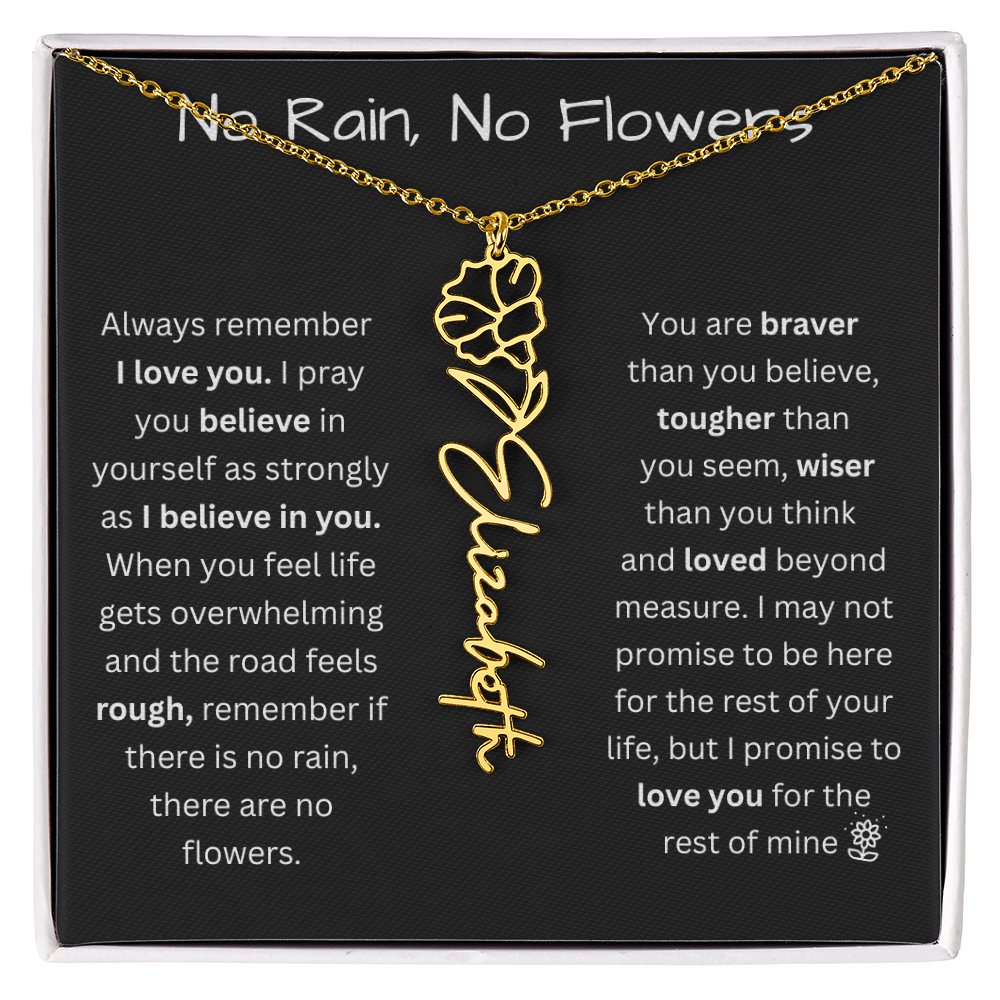 No Rain, No Flowers "Believe In Yourself" Flower Name Necklace