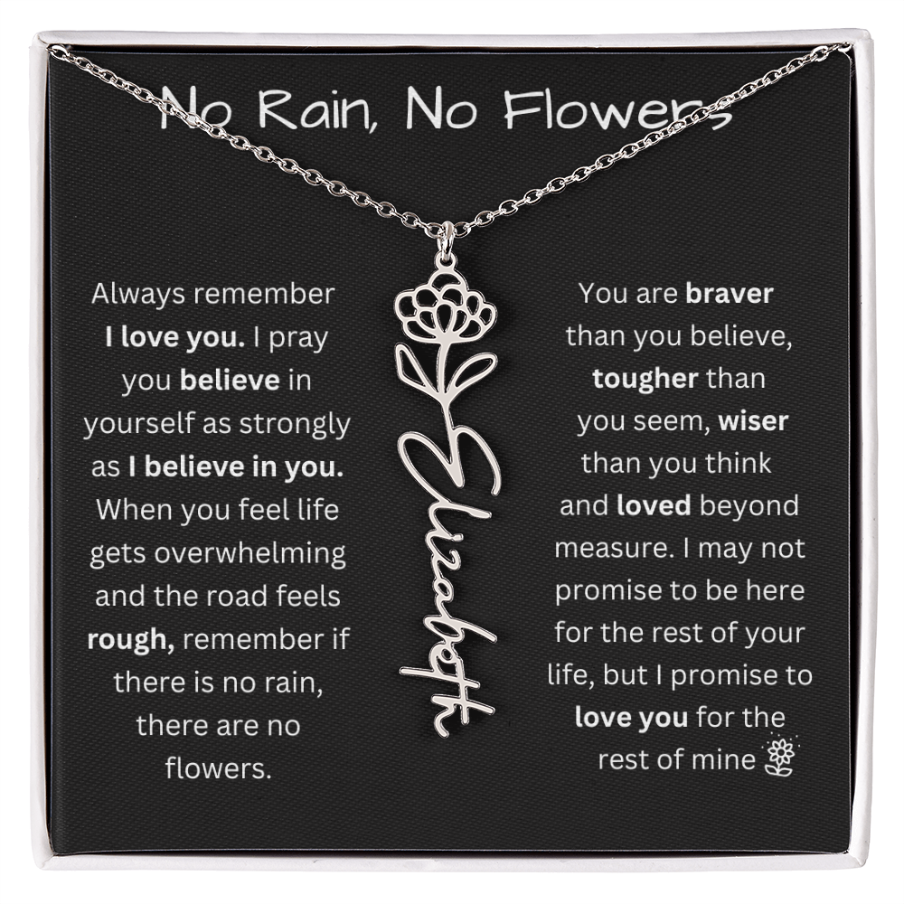 No Rain, No Flowers "Believe In Yourself" Flower Name Necklace