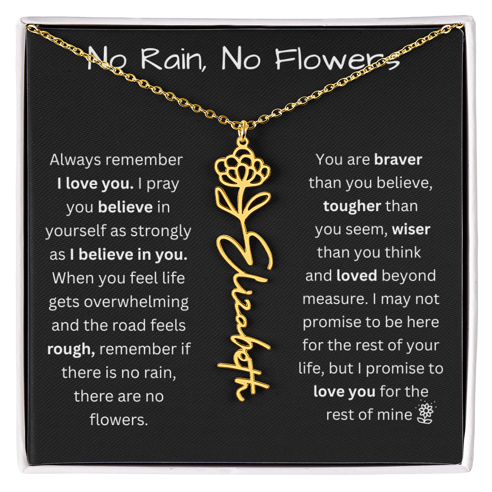 No Rain, No Flowers "Believe In Yourself" Flower Name Necklace