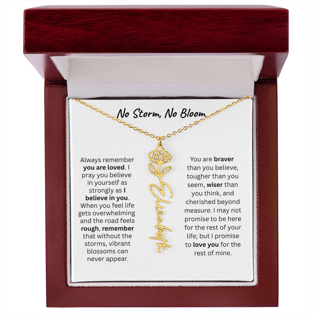 No Storm, No Boom "Believe in Yourself" Flower Name Necklace.