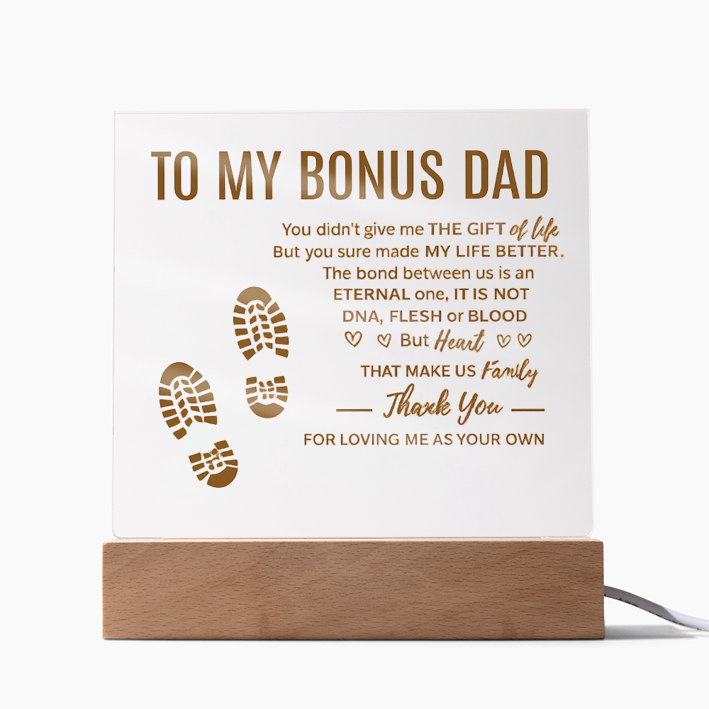 To My Bonus Dad | Square Acrylic Plaque