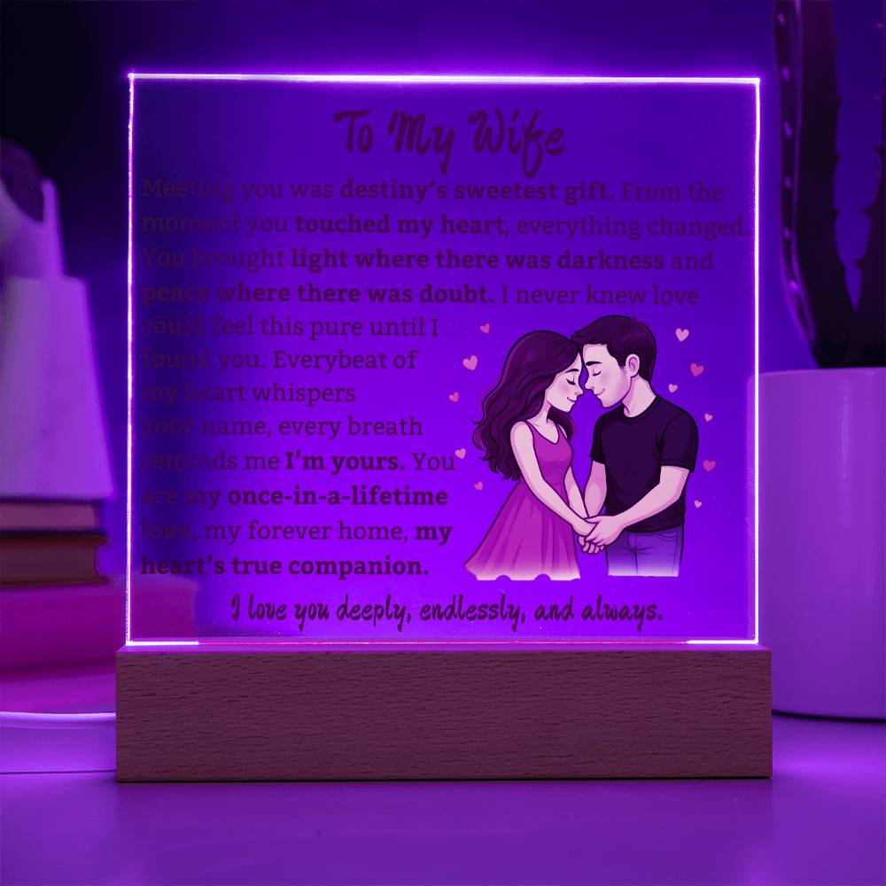 Para Mi Esposa "Amor Unico En La Vida" Placa Acrílica Cuadrada