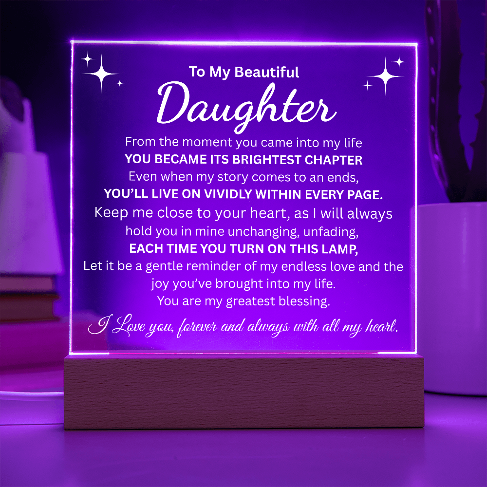 To My Beautiful Daughter "Brightest Chapter" Square Acrylic Plaque