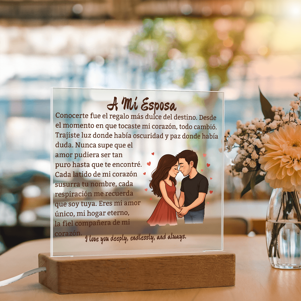 Para Mi Esposa "Amor Unico En La Vida" Placa Acrílica Cuadrada