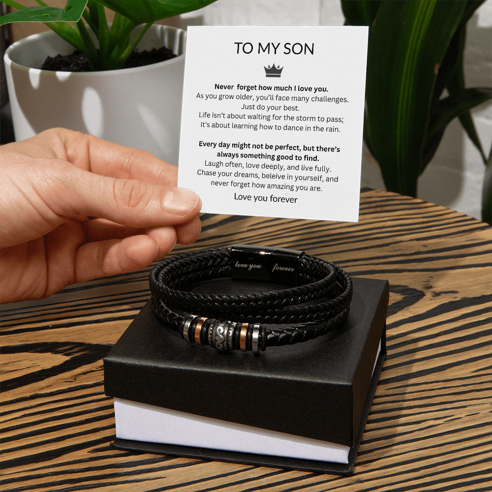 To My Son "Every Day Might Not Be Perfect" Men's Love You Forever Bracelet