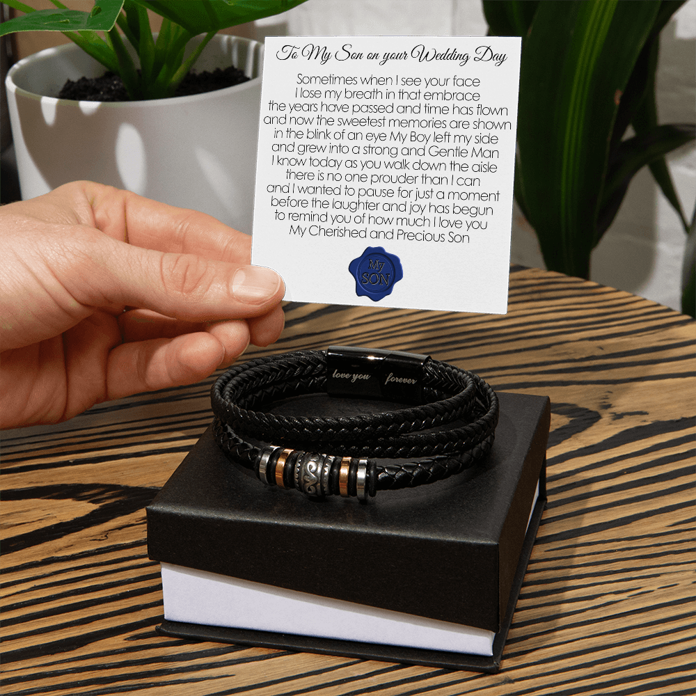 To My Son On His Wedding Day "In A Blink Of An Eye" Men's Love You Forever Bracelet.