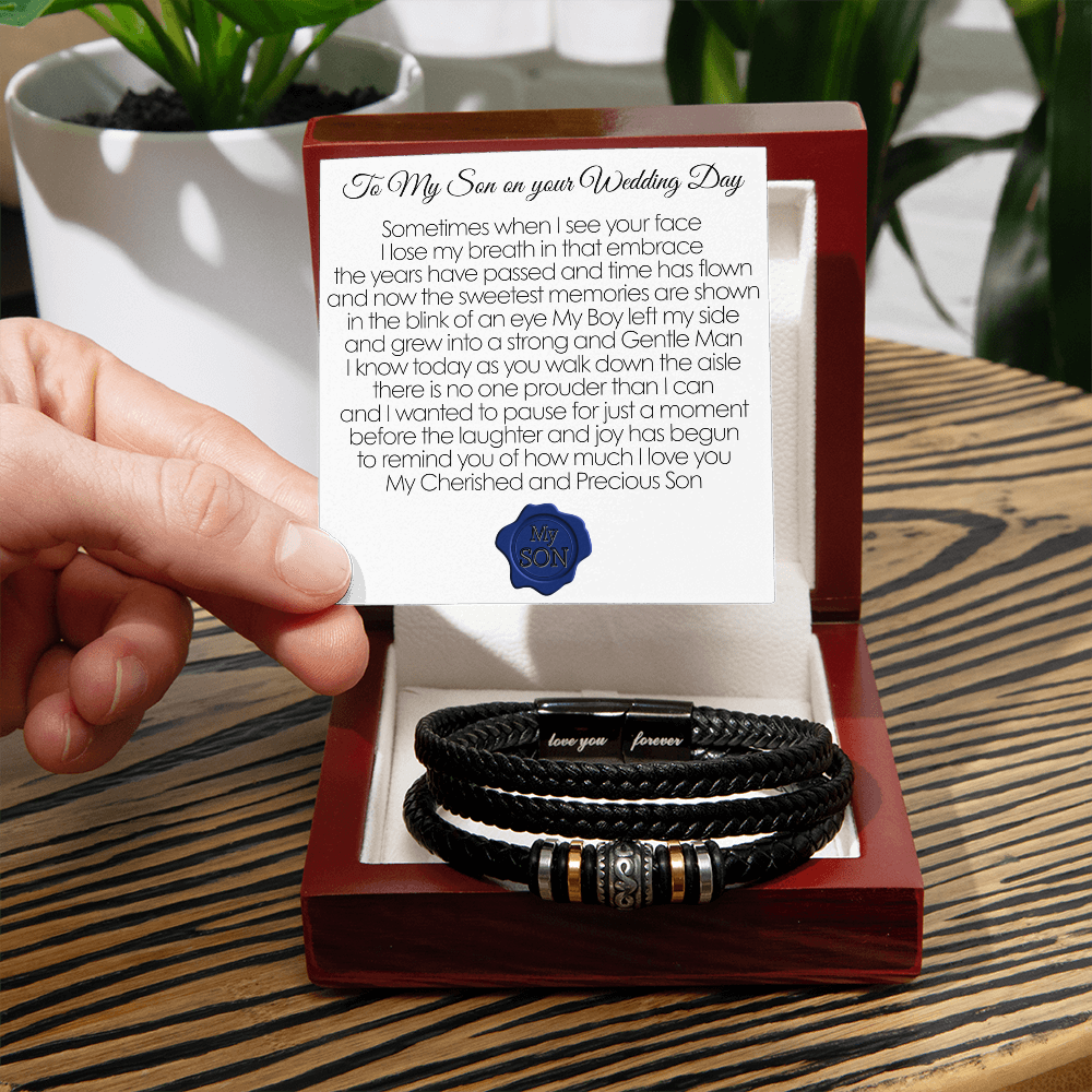 To My Son On His Wedding Day "In A Blink Of An Eye" Men's Love You Forever Bracelet.