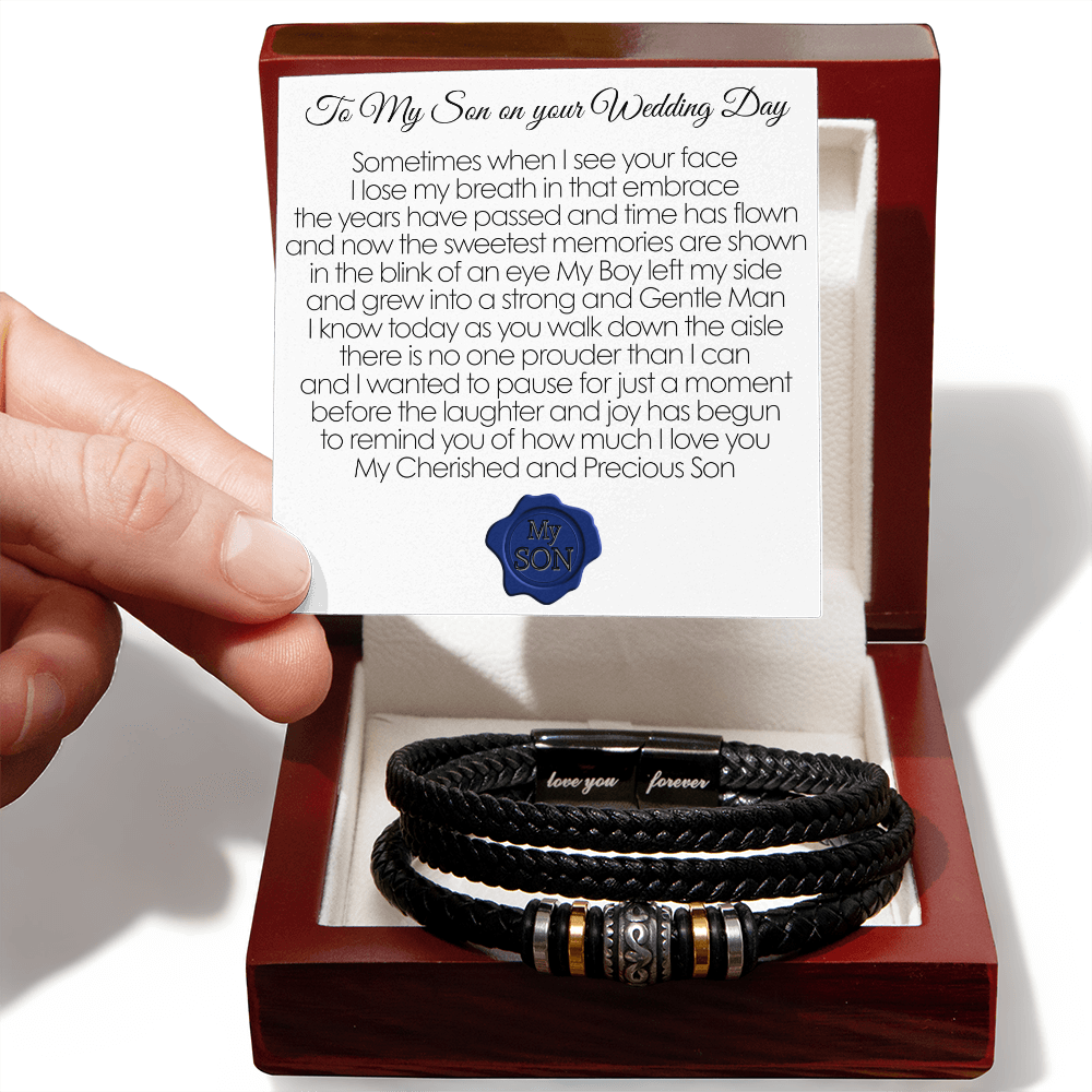 To My Son On His Wedding Day "In A Blink Of An Eye" Men's Love You Forever Bracelet.