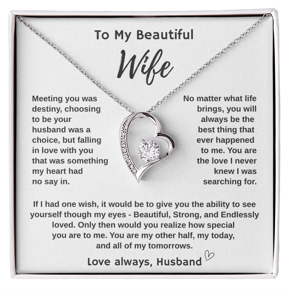 To My Wife "Meeting You Was Destiny" Forever Love Necklace.